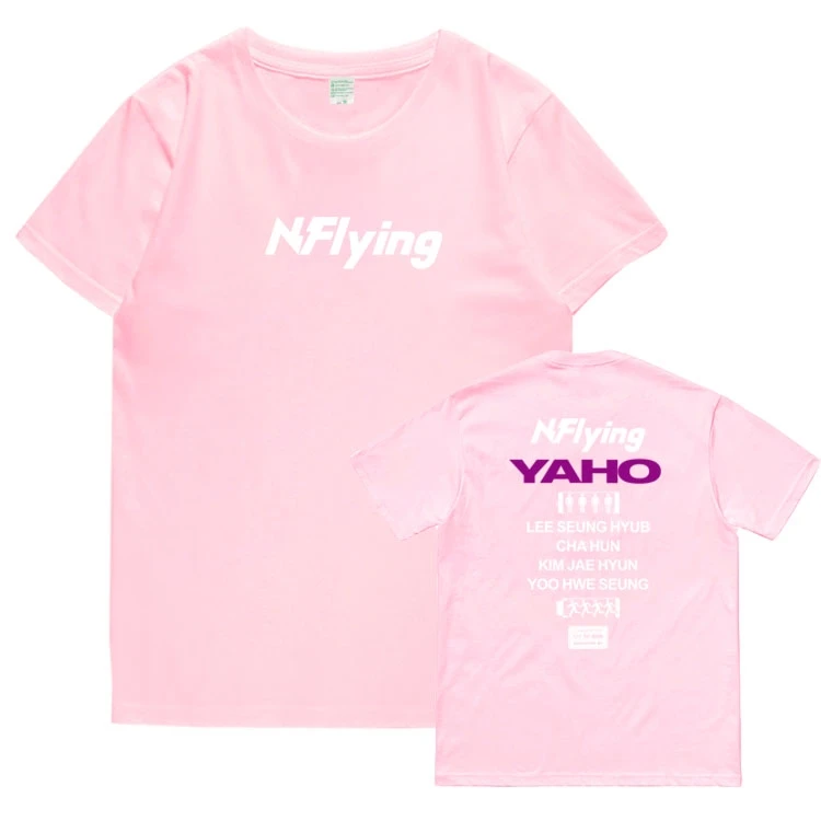 Kpop nflying альбом yaho все названия членов печать футболка с круглым вырезом унисекс летняя футболка с короткими рукавами