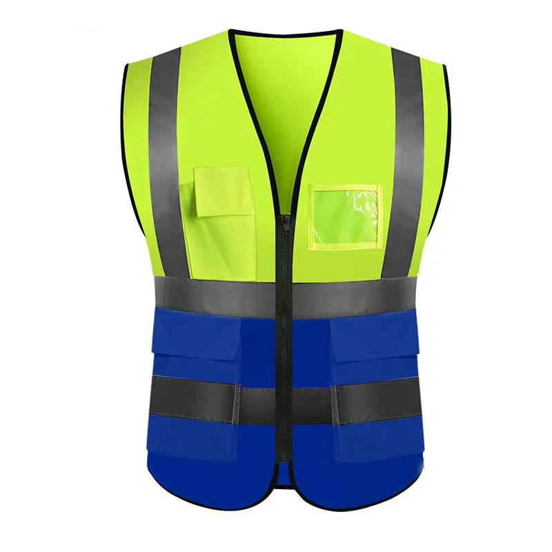 Высокая видимость светоотражающий жилет безопасности с карманами Спецодежда Безопасности рабочая одежда День Ночь raffic Предупреждение - Цвет: Yellow  and Blue