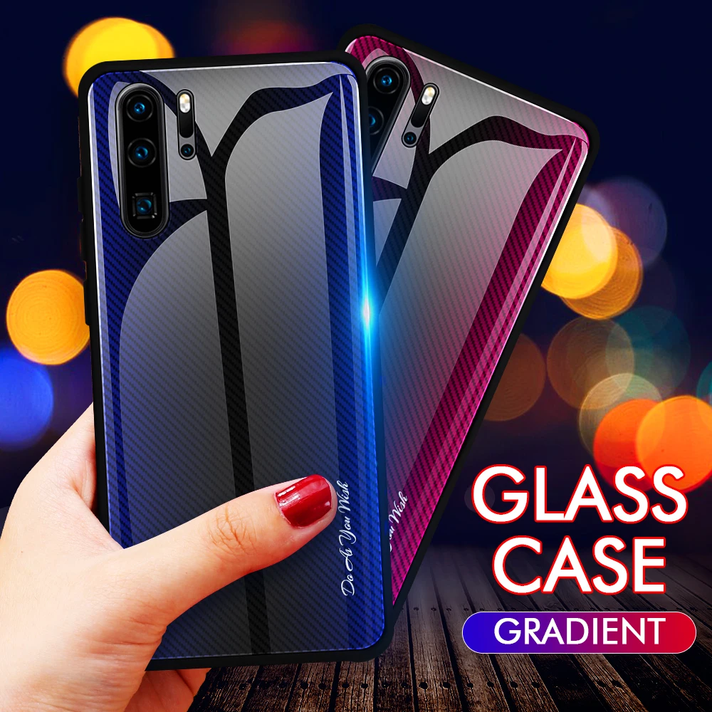 

Tempered Glass Gradient Veins Case For Huawei P20 P30 Lite Mate 30 20 Pro Cover For P Smart Z Plus 2019 Nova 5i 5 Pro 5T Case