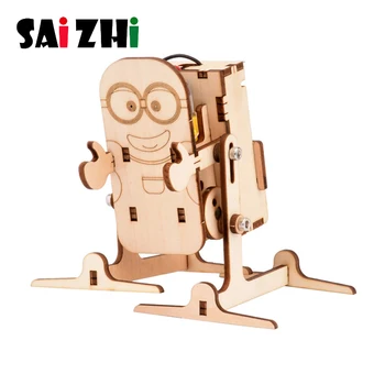 

Saizhi DIY Wooden Electric Science Walking Robot Toy Model Kit Assembly Toys Creative Physics Experiment Educational Toys Gift
