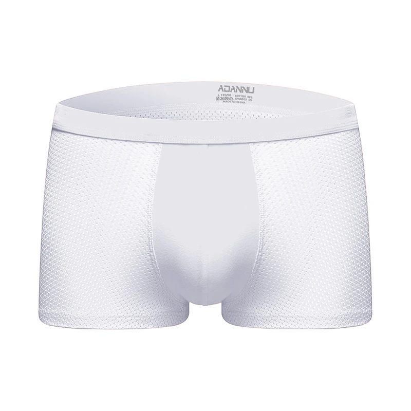 ADANNU Brand men underwear boxer cotton cueca tanga comfortable underpants men boxers calzoncillo male panties solid shorts - Цвет: AD128-white