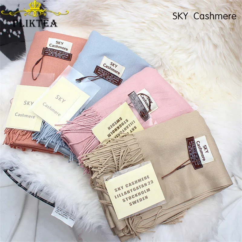 

Candy Color Soft Warm Winter Merino Wool Scarf for Women Solid Color Poncho Lic Female Faux Cashmere Hijab Scarf Pashmina Shawl