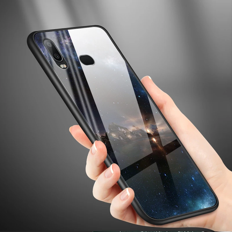 Для samsung Galaxy A10 A20 A30 A40 A50 A6S A70 A8S A80 A90 заднее закаленное Стекло крышка J4Plus M10 M20 M30 Note9 термополиуретановые Чехлы для телефона