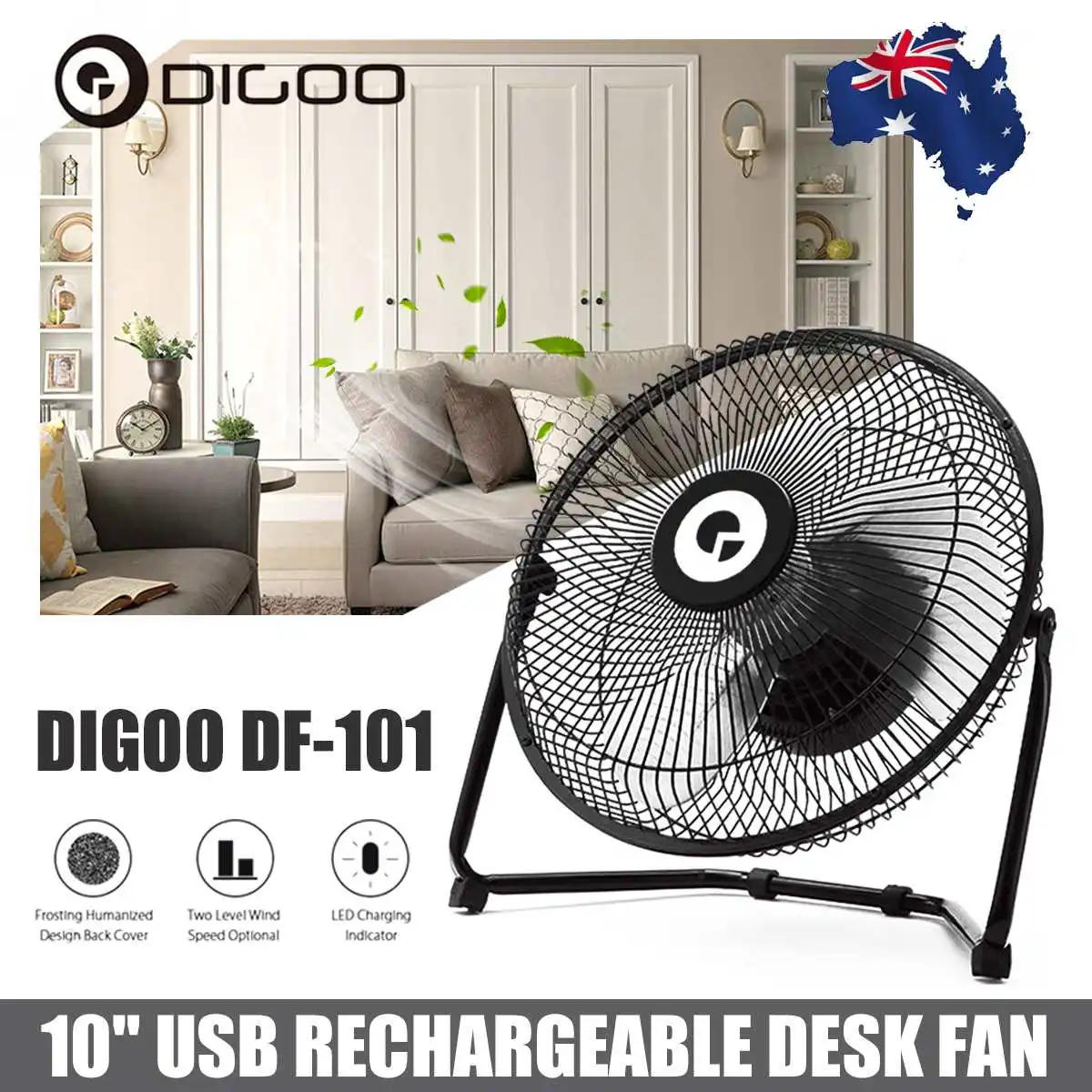 Digoo DF 101 10 дюймов Большой полностью черный металлический Электрический вращающийся крутой Настольный вентилятор USB перезаряжаемый аккумулятор 18650 для домашнего офиса|Вентиляторы| | АлиЭкспресс