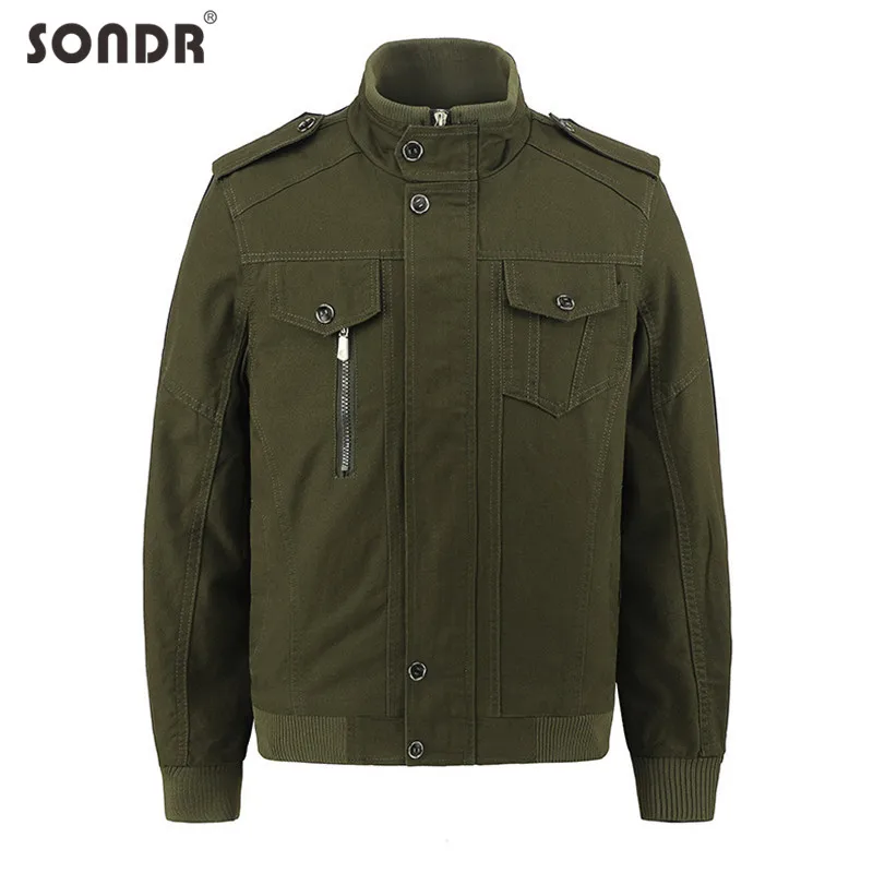 

SONDR Mens Military Thicken Jacket Winter Casual Zipper Coat Men Solid Cargo Jackets Windbreaker Parkas кђѬка мђжская еплая