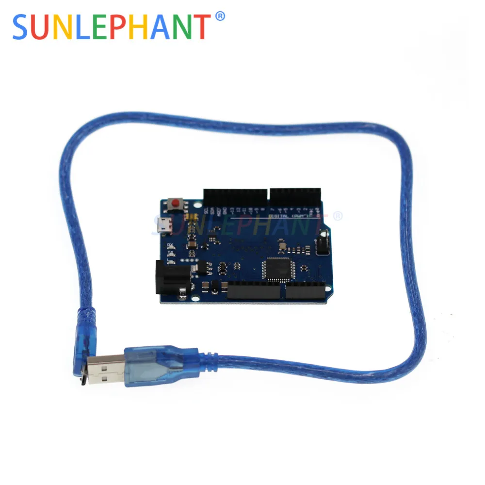 Макетная плата Leonardo R3 с микроконтроллером Atmega32u4 макетная USB-кабелем совместима