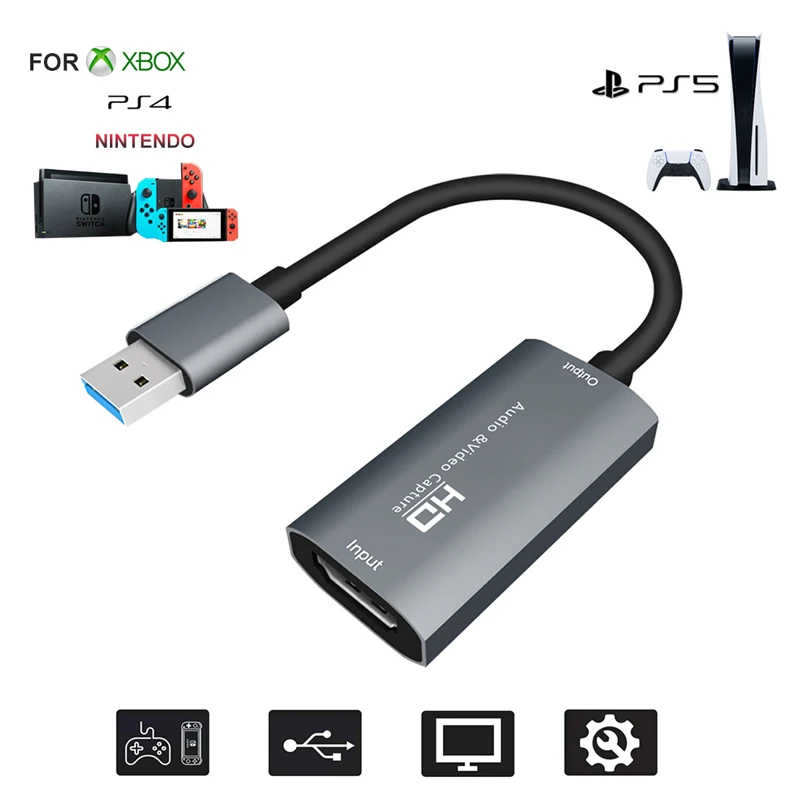 4K видео карта TV Loop 1080P USB 2 0 MIC In Type C HDMI аудио захват устройство Телефон Запись игр