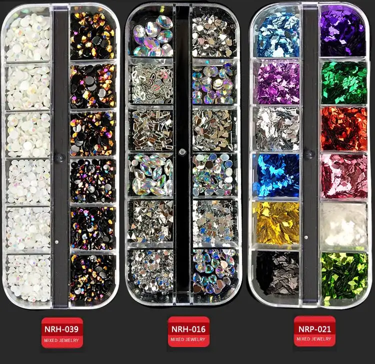 1 Box Nail Art Decorations Nail Rhinestones Mixed Colors AB Crystal Strass 3D Charm Gems DIY Rivet nails Manicure Accessories