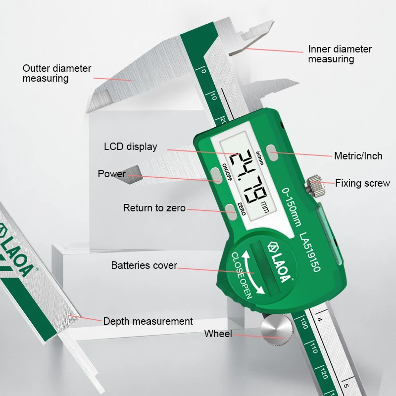 Digital Vernier Caliper 6 inch 150mm Stainless Steel Electronic Metal Waterproof