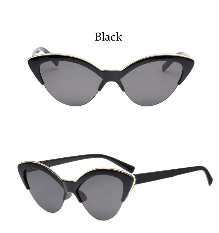 cute sunglasses vintage White Cat Eye Sun Glasses For Women Vintage New Fashion Small Half Frame Eyewear Trending Travel Sexy Woman Sunglasses big frame sunglasses