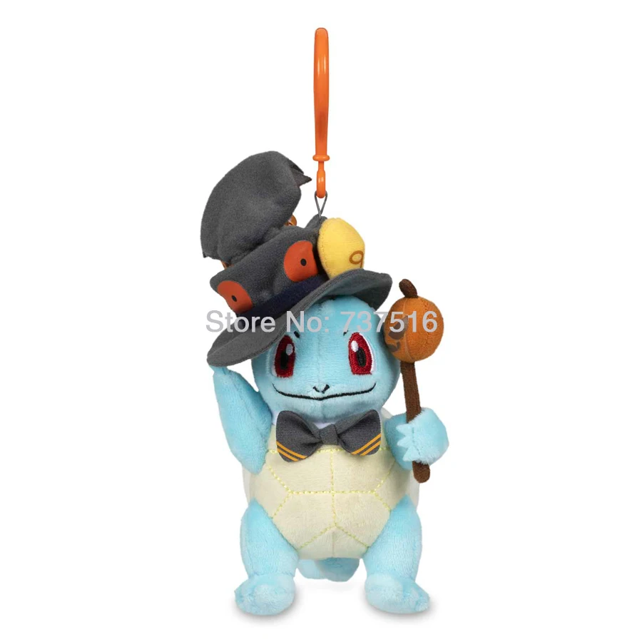 

New Anime keyring Jack Light Lantern Top cane Squirtle Pumpkin Parade Plush Keychains Soft key chain Halloween Doll Toy 7.2 Inch