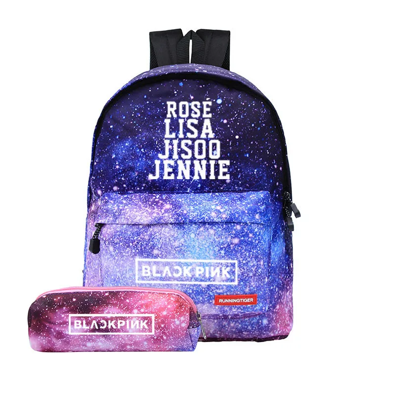 

kpop Blackpink Jennie Jisoo Lisa Rose Two-piece backpack bag Starry sky School Bags canvas Mochila Travel Bags Laptop Backpack