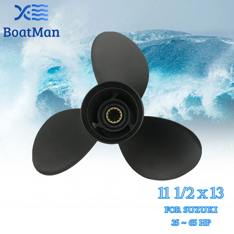 Boat Propeller 11 1/2X13 For Suzuki Outboard Motor 35HP 40HP 50HP 60HP 65HP Aluminum 13 Tooth Spline Engine Part 58100-88L41-019 boat propeller 10 1 4x9 for suzuki outboard motor 20hp 25hp 30hp aluminum 10 tooth spline engine part 58100 96370 019