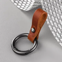 Premium Genuine Leather Detachable Keychain Lanyard Strap (Oil wax brown red)