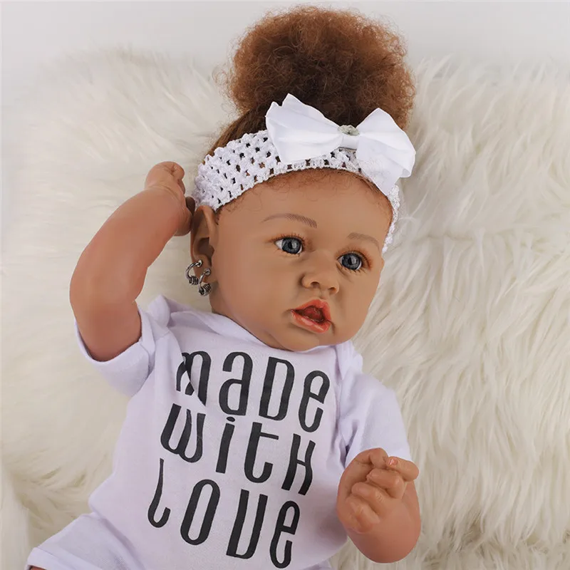 

58cm Bebe Doll Reborn Toddler Realistic Newborn Silicone Vinyl Baby Dolls Curly Hair Doll Toys for Girl Boys Kids Birthday Gift