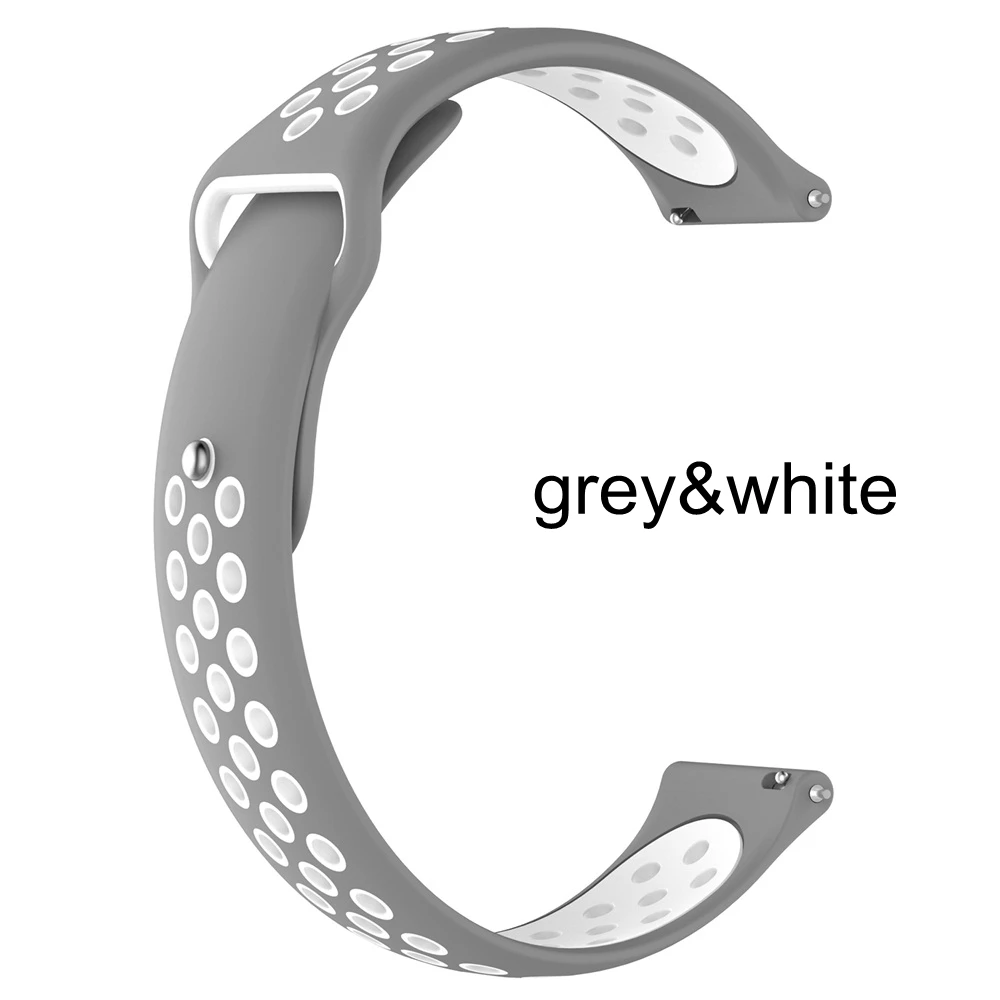 grey-white Модные силиконовые часы-браслет мягкий браслет ремешок ремешок для наручных часов 20 мм, ремешок для samsung Galaxy часы активное 2/42 мм - Цвет: grey-white