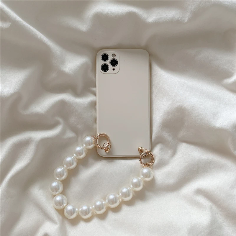 Korean Pearl Bracelet Hand Chain case for iphone 12 Pro Max MiNi X XR XS 11 6S 7 8 plus SE 2020 silicone protection back cover | Мобильные