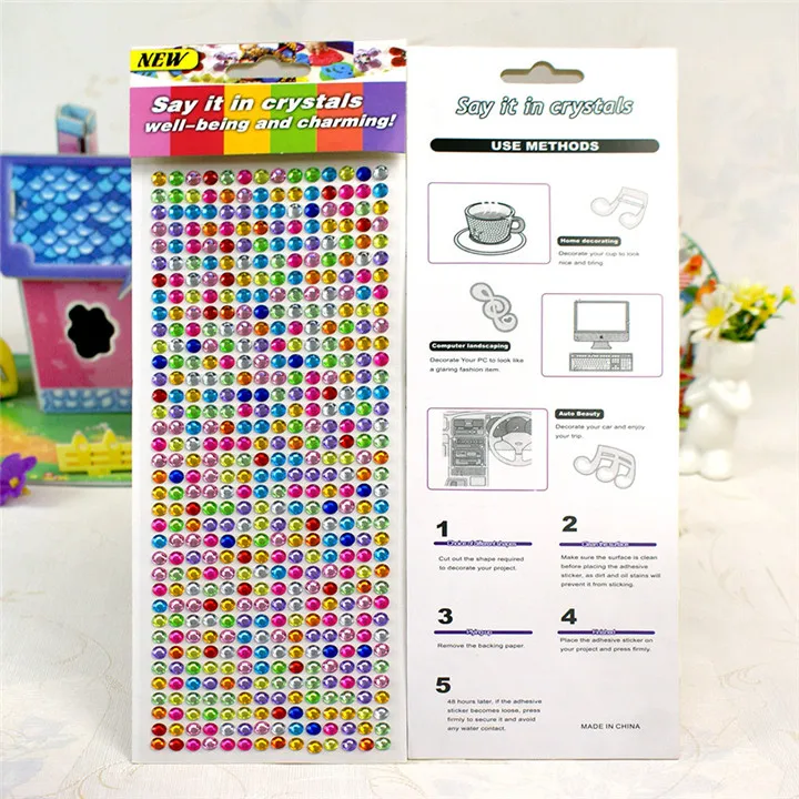 5  3mm 6mm Round Rhinestones Stickers Diy Handmade 3d Gemstone Sticker  Acrylic Crystal Stickers For Women Mobile Phone Shell Decor