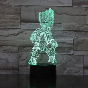 

New 2019 Novelty Lighting Marvel Comics Guardians of The Galaxy Groot Figure Led Light Gift for Kids Nightlight 3D Lamp 1978