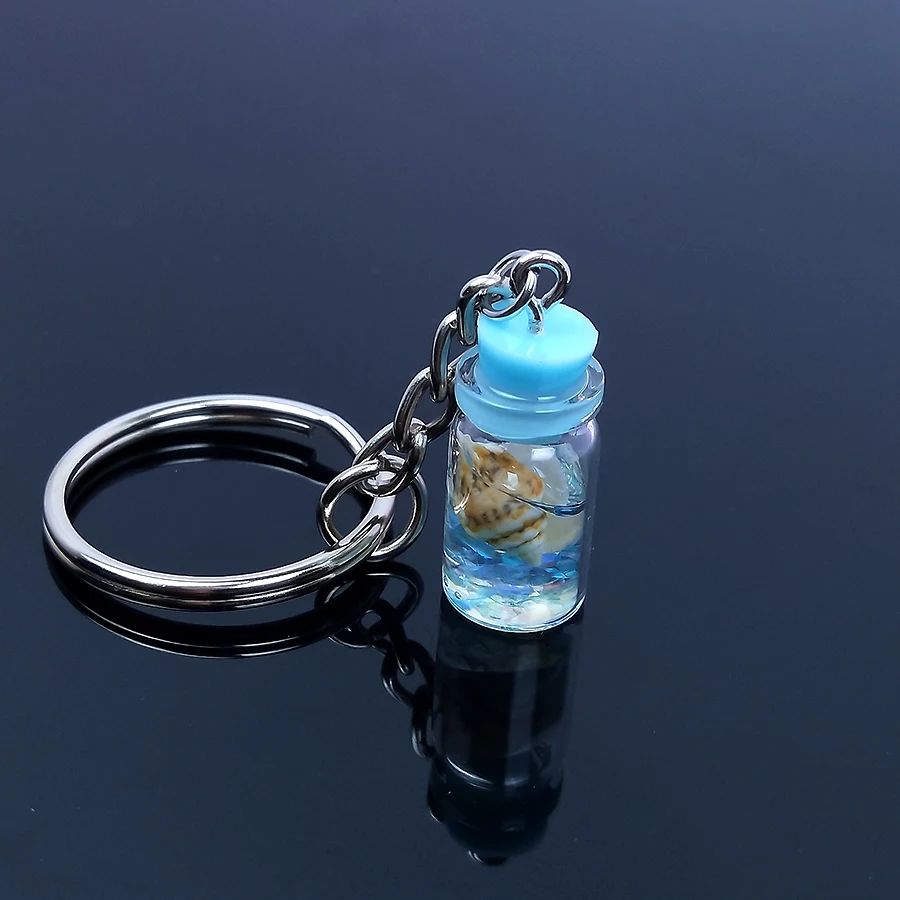 Blue Милый резиновый акриловый Кубок для напитков, фруктового сока, брелок для бутылок, брелок-ракушка для женщин и мужчин, брелок для ключей, сумка, автомобильный брелок, подарок - Цвет: Blue