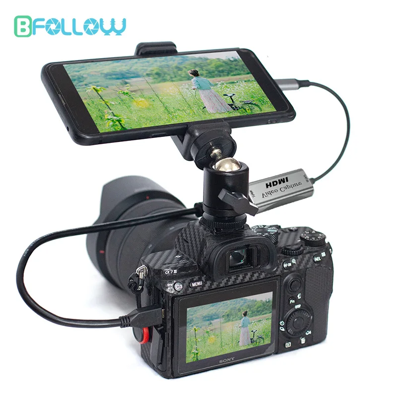 BFOLLOW Android Telefon Tablet als Kamera Monitor Camcorder HDMI Adapter für Vlog Youtuber Filmemacher DSLR Video Capture Card