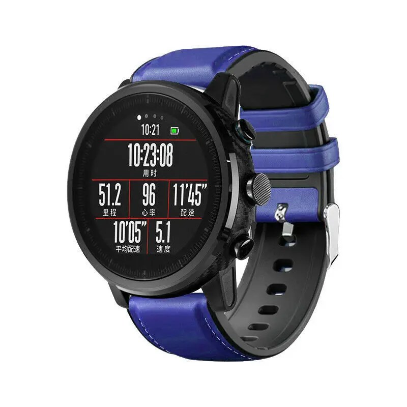 22 мм ремешок для часов Amazfit GTR 47 мм Браслет Для Xiaomi Huami Amazfit Pace/1 Stratos/2 Смарт-часы ремешок кожа+ силиконовый ремешок