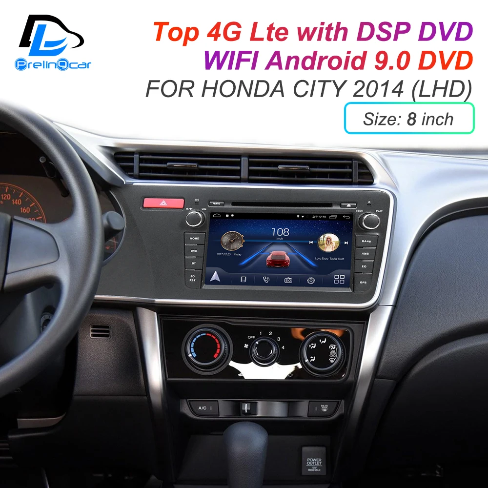 Cheap IPS touch screen DSP sound Android 9.0 2 DIN 4g Lte radio For HONDA city 2008 2014 2015  years GPS DVD playe  stereo navigation 2