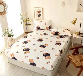 

Bonenjoy 3 pc Bed Linen King Size sabanas de cama Bedclothes Cartoon style Bedding sheet on rubber band Fitted Sheet Sets Double