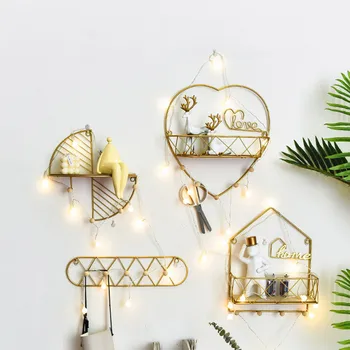 

Creative Metal Coat Hook Rack Room Storage Wall Rack Free Perforated Wall Mount Wall Decoration Room Bedroom Decoration Bracket