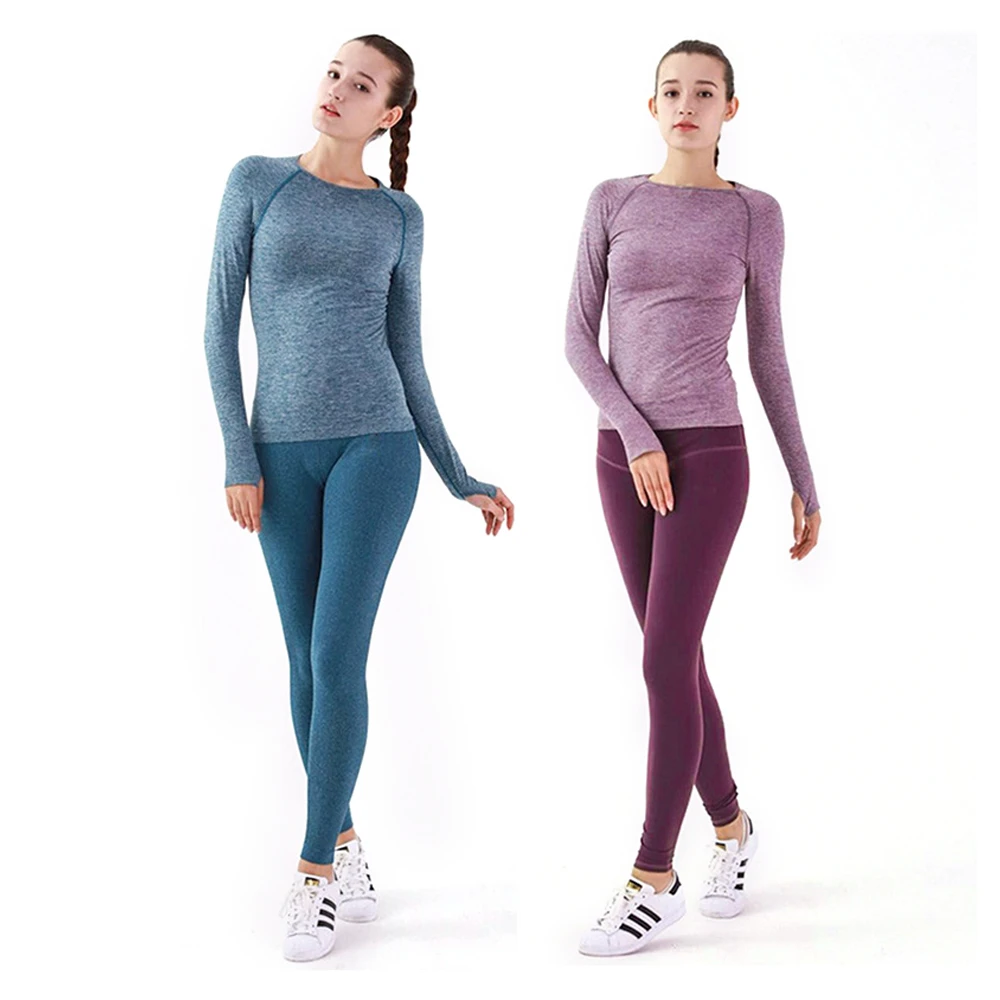 

Serve Woman Non-slip Long Sleeve Self-cultivation Run Bodybuilding Button Lifting And Leg Closure Ventilation Yoga Pants Suit