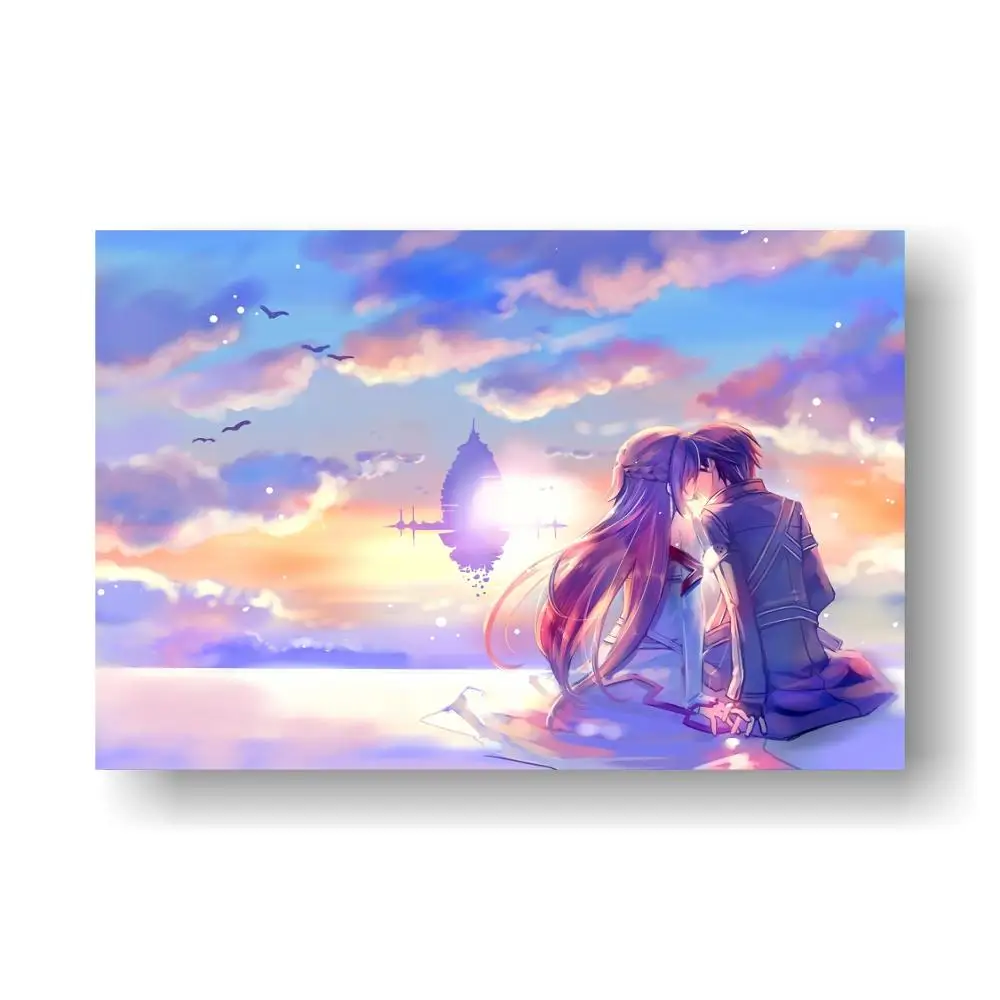 Sword Art Online Asuna and Kirito 5 Poster Japanese Anime Manga Wall Art Print Decor 16x24 Inches High Quality Print