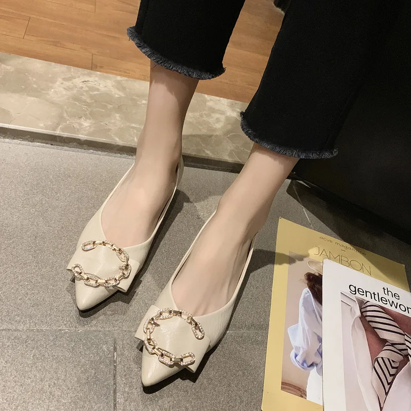 

2019 Summer New Style Man-made Diamond Square Buckle Slip-on Semi-high Heeled WOMEN'S Shoes Korean-style Fashion Anti-slip Chunk