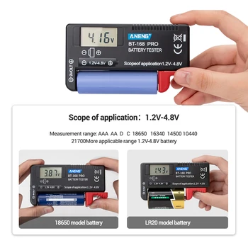 

BT168D Smart LCD Digital Battery Tester Electronic Battery Power Measure Checker for 9V 1.5V AA AAA Cell C D Battery Meter