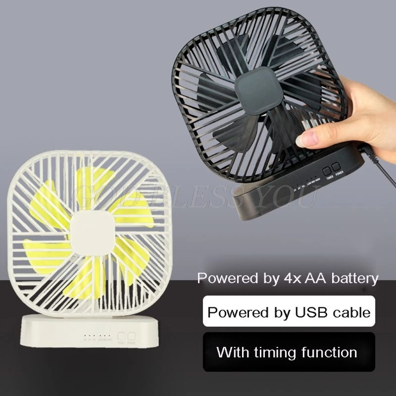 Cooling fan, magnetic USB, USB or AA battery-powered, desk fan with 3-speed timing function