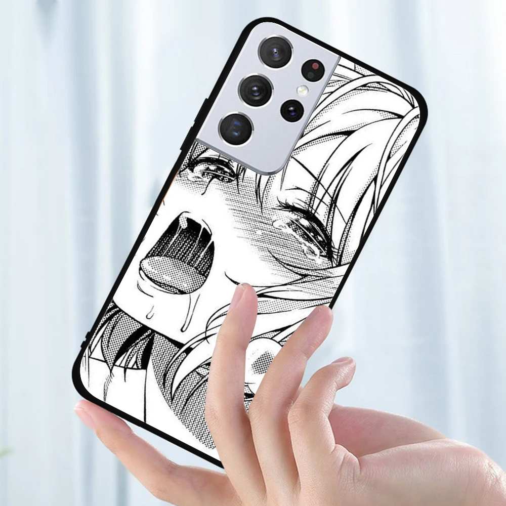 Ahegao Manga Cô Gái Dành Cho Samsung Galaxy Samsung Galaxy S21 S20 FE Cực Lite S10 S9 S8 S7 S6 Edge Plus Viền Silicone Mềm Mại đen Ốp Lưng Điện Thoại samsung silicone