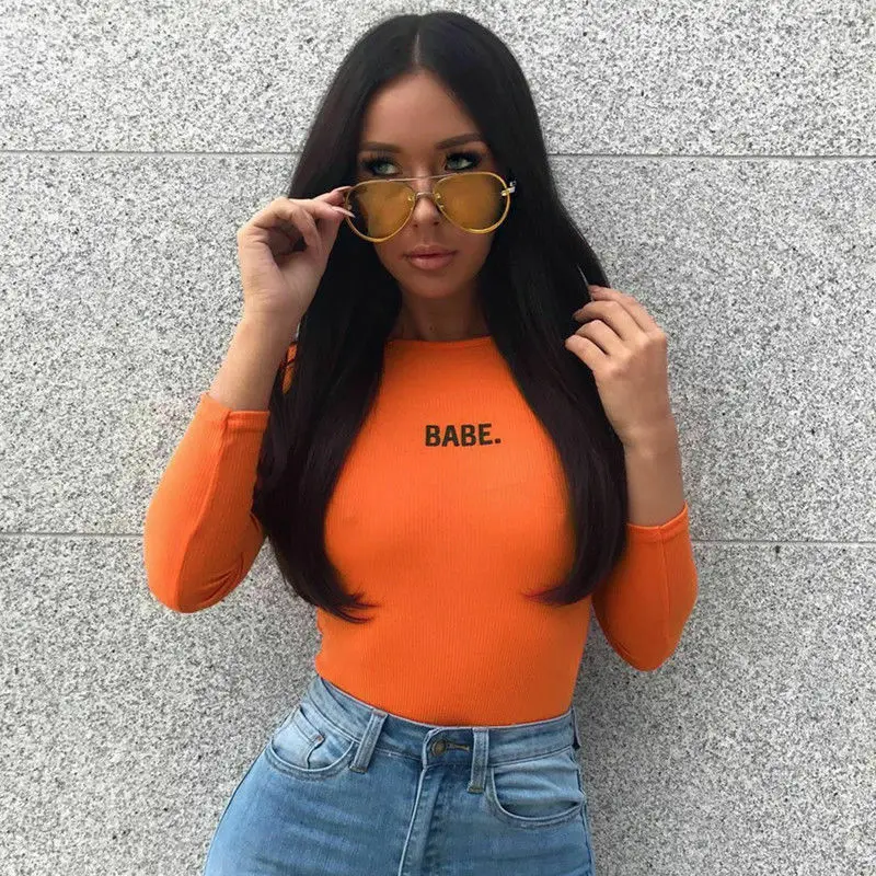 Women Bodysuit Bodycon Jumpsuit Romper Leotard Body Tops Letter Printed Skinny Playsuit Long Sleeve Bodysuits Women Bodysuit Bodycon Jumpsuit Romper Leotard Body Tops Letter Printed Skinny Playsuit Long Sleeve Bodysuits