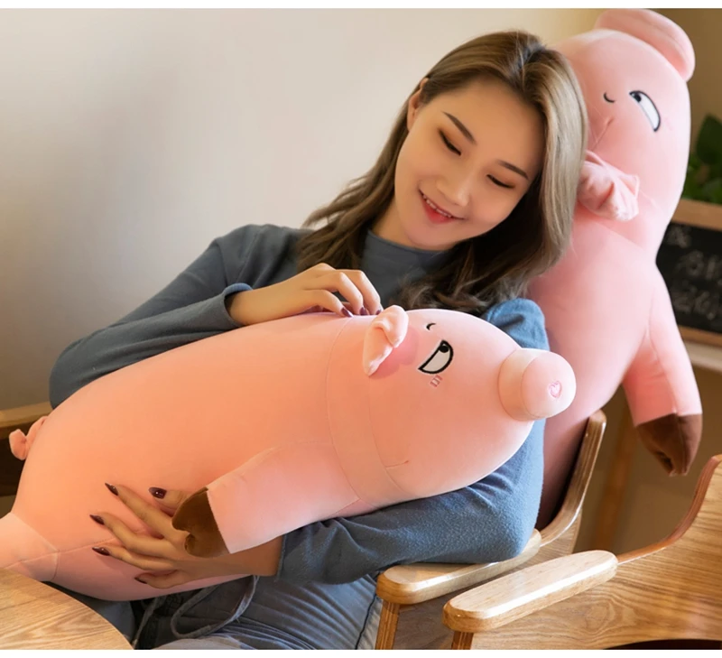 cute lying pig plush toy giant fat piggy doll super soft sleeping pillow for girl birthday gift decoration 43inch 110cm DY50865 (19)