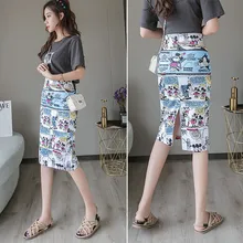 ATKULLQZ, Женская Высококачественная летняя новая брендовая юбка с рисунком граффити, высокая талия, темпераментная сумка, хип-хоп, стильная юбка с разрезом