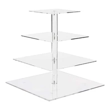 4 яруса прозрачная Свадебная вечеринка акриловый Кекс Дисплей дерево башня стенд