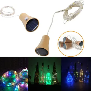LED 화환 솔라 와인 병 조명, 솔라 코르크 요정 조명, 크리스마스 조명, LED 구리 화환 와이어, 페어리 스트링 파티 장식, 20LED