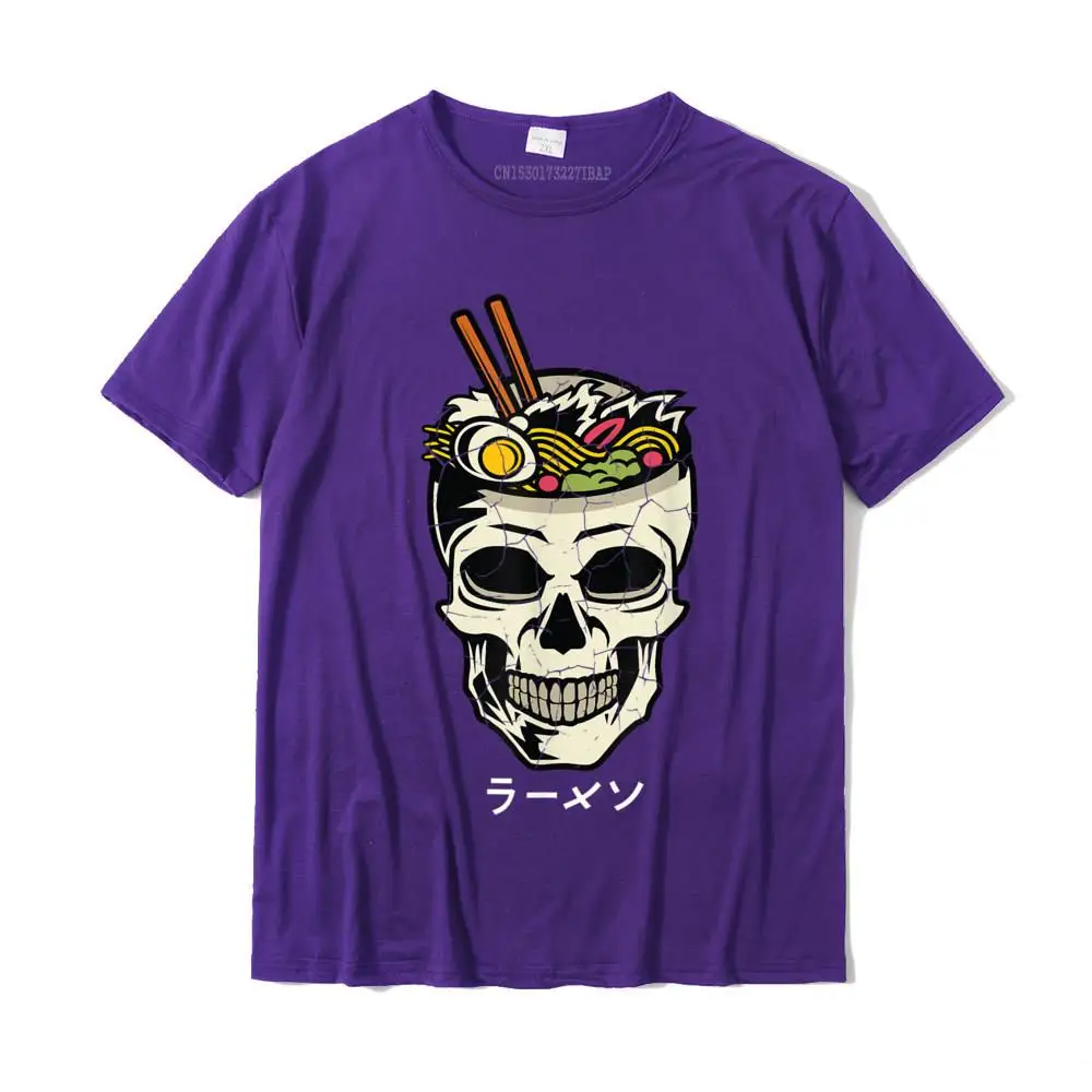 Casual Short Sleeve Tops Shirts Summer Autumn O-Neck All Cotton Men T-shirts Unique Casual Sweatshirts Graphic Vintage Japanese Ramen Noodles Skull Brain Graphic T-Shirt__MZ16621 purple