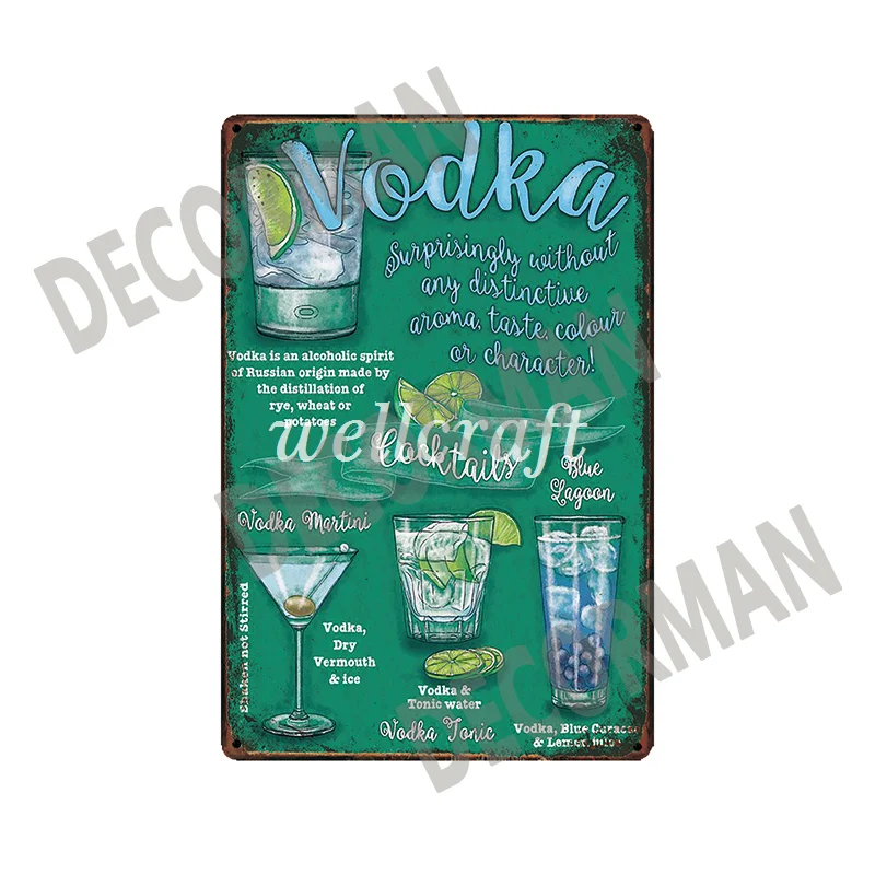 [WellCraft] бренди Джин ром, водка бак виски металлический знак плакаты Винтаж Железная живопись на заказ клуб Декор LTA-1706 - Цвет: GLA-6151