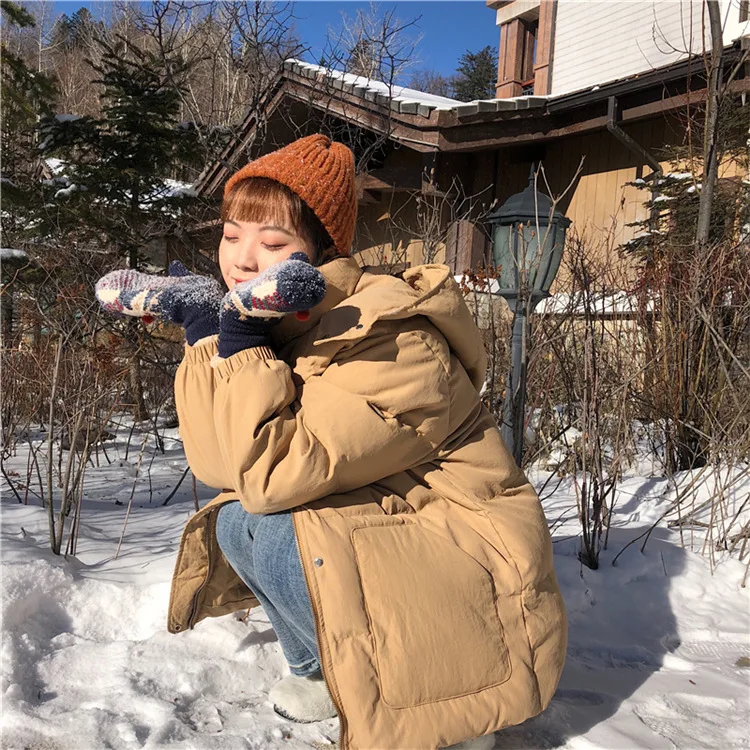 6133# Новое Стильное плотное зимнее пальто для фотосессии, однотонное теплое короткое пальто с капюшоном для студентов, шикарное хлопковое пальто для женщин