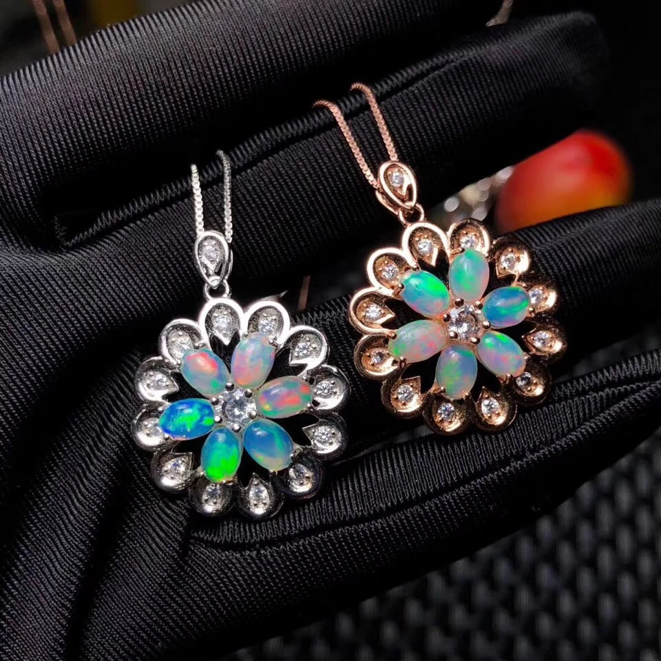 Fire color natural Opal Pendant for Necklace of women silver jewelry Certified gem hot selling gift style birthday party present | Украшения