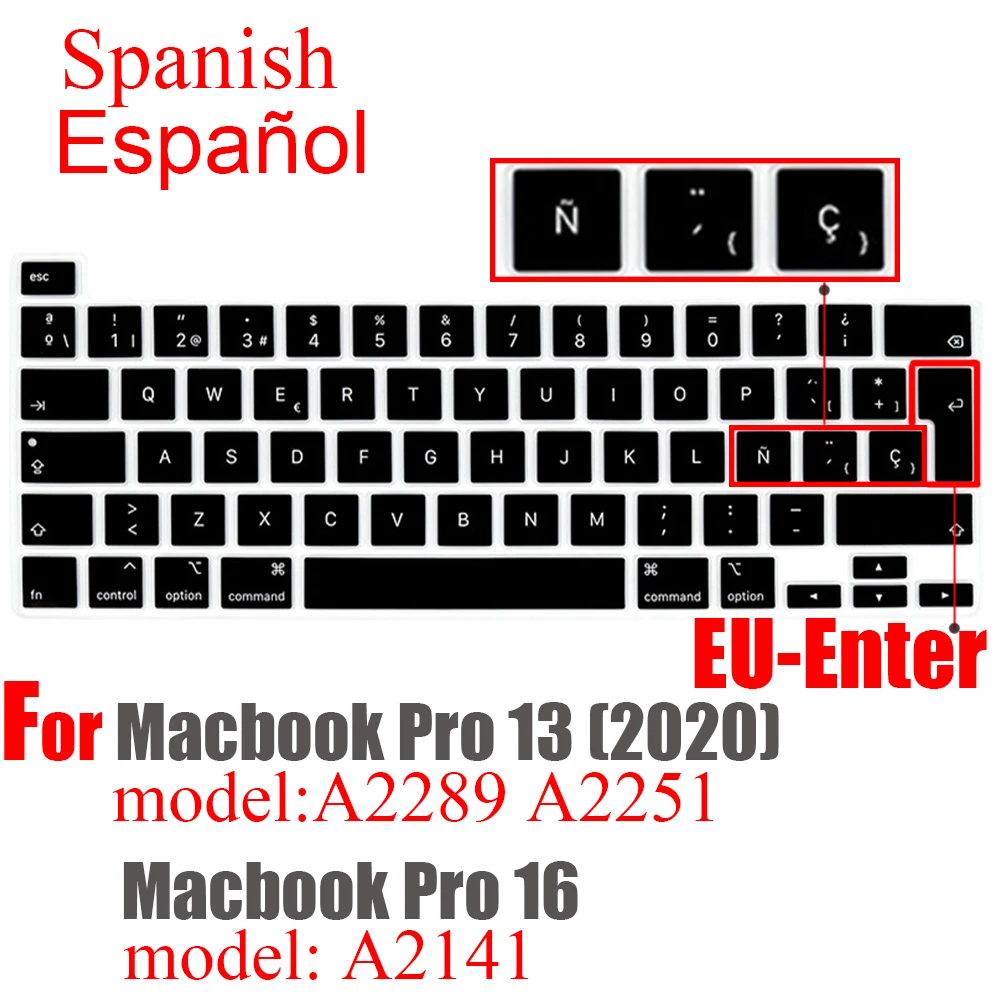 Macbook Pro13 M1 2020 새로운 pro16 키보드 커버 소프트 스페인어 보호기 키보드 보호 필름 A2338 A2289 A2251A2141