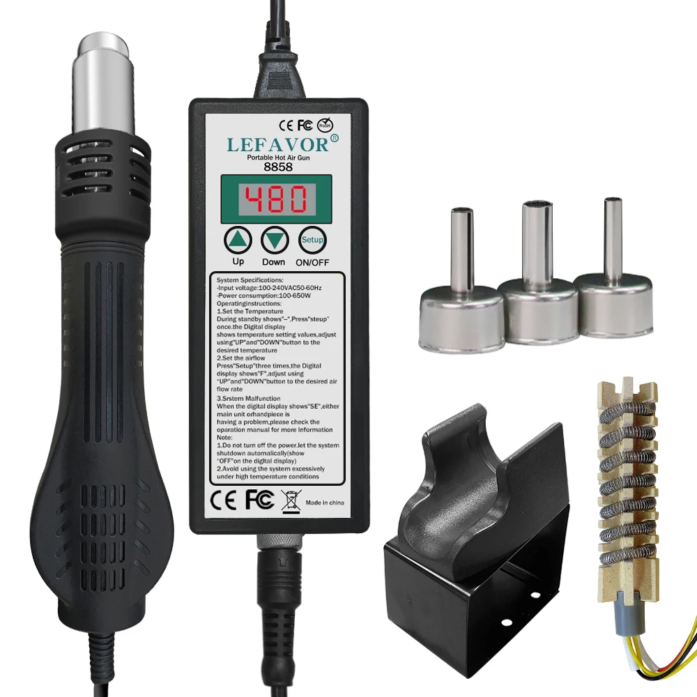 Фен горячего воздуха 8858 микро-паяльная станция для переделки женский цифровой фен для пайки 650 Вт фотоинструмент для ремонта тепловой пушки