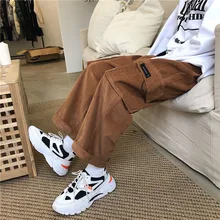 Зимние новые вельветовые брюки мужские модные повседневные брюки в стиле ретро с несколькими карманами мужские уличные свободные прямые комбинезоны