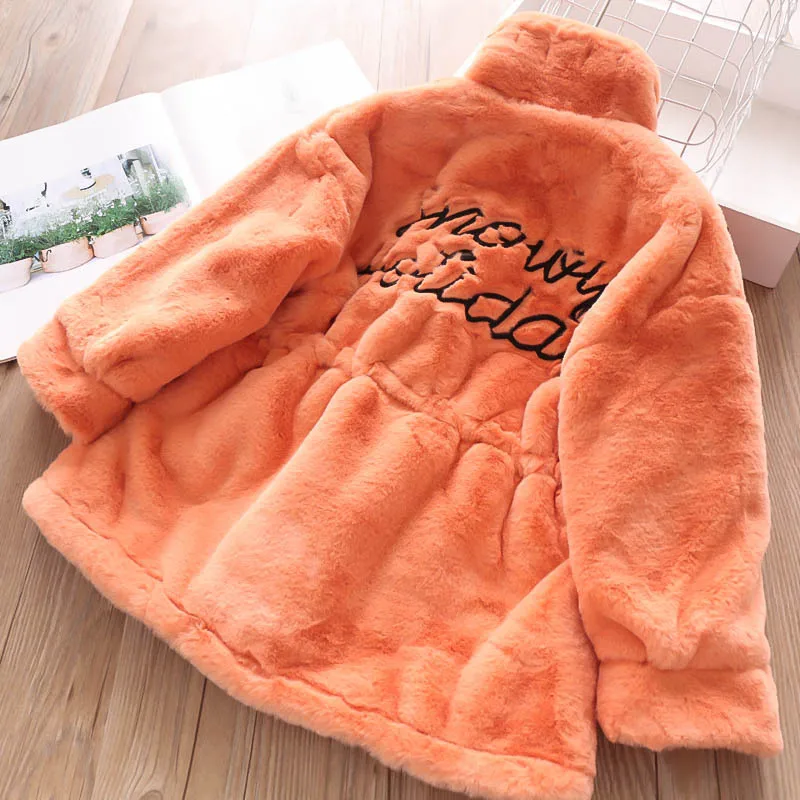 Fall/winter Girls High Collar Back Letter Cotton-padded Coat Wholesale