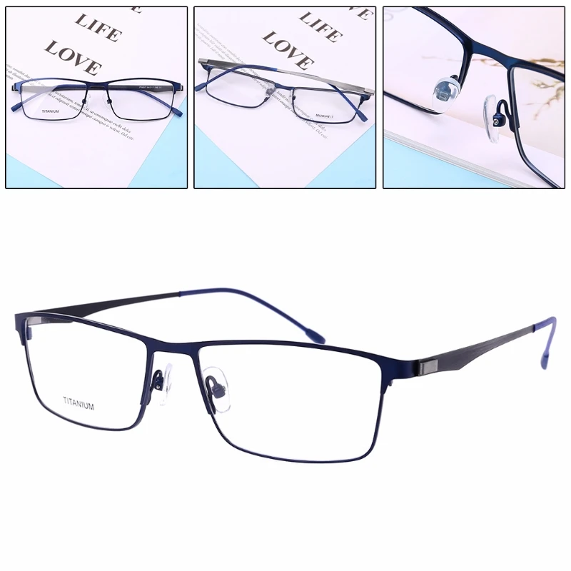 Титановая оправа для очков, мужские ультралегкие квадратные очки, Мужская металлическая оптическая оправа