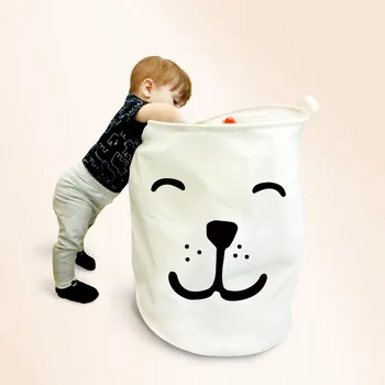 

Dog Laundry Basket Toy Storage Box Super Large Bag Cotton Cartoon Foldable Washing Dirty Clothes Big Basket Organizer Bin Handle